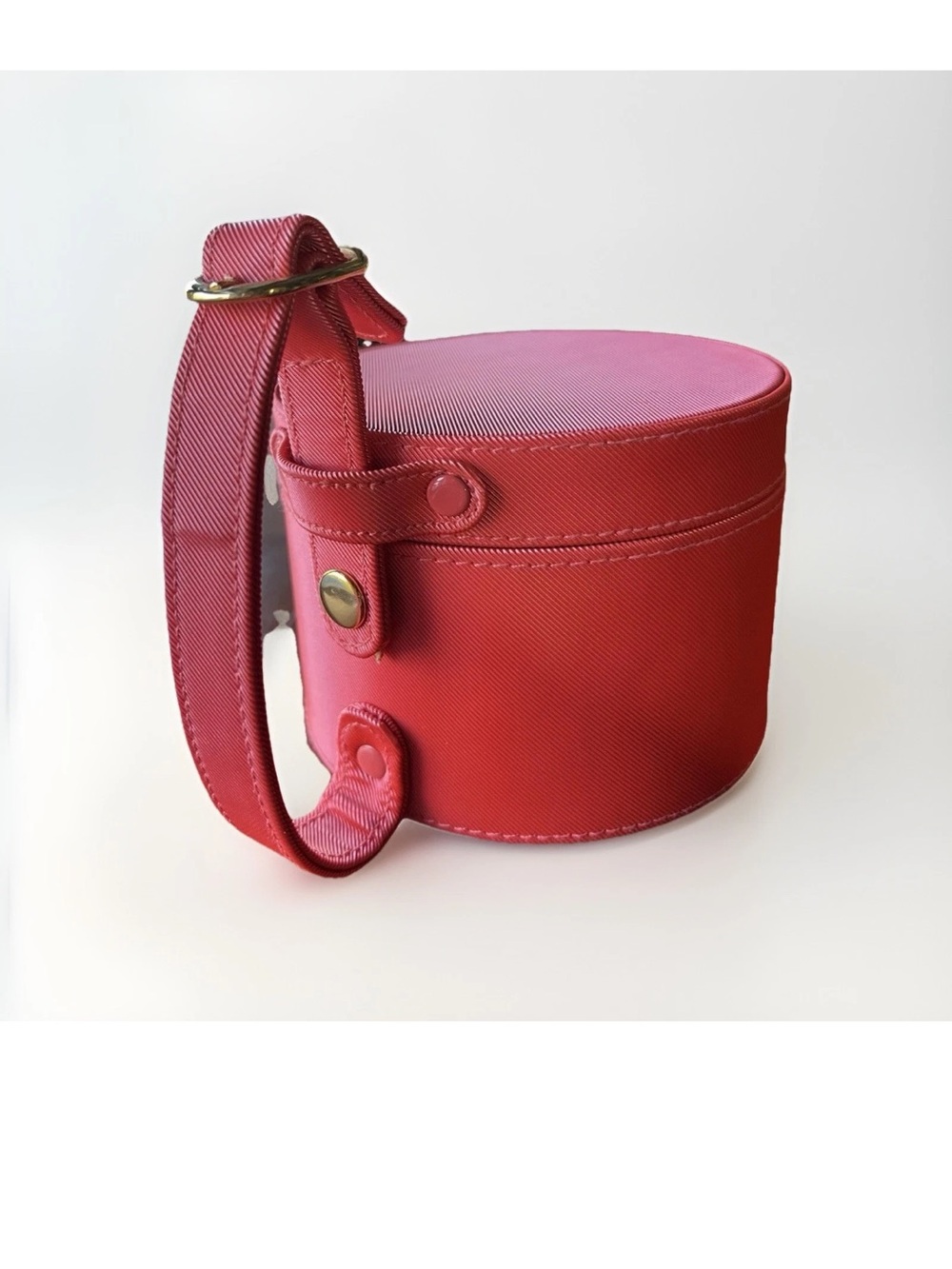 Yves Saint Laurent Structured Red Round Bag with Top Handle